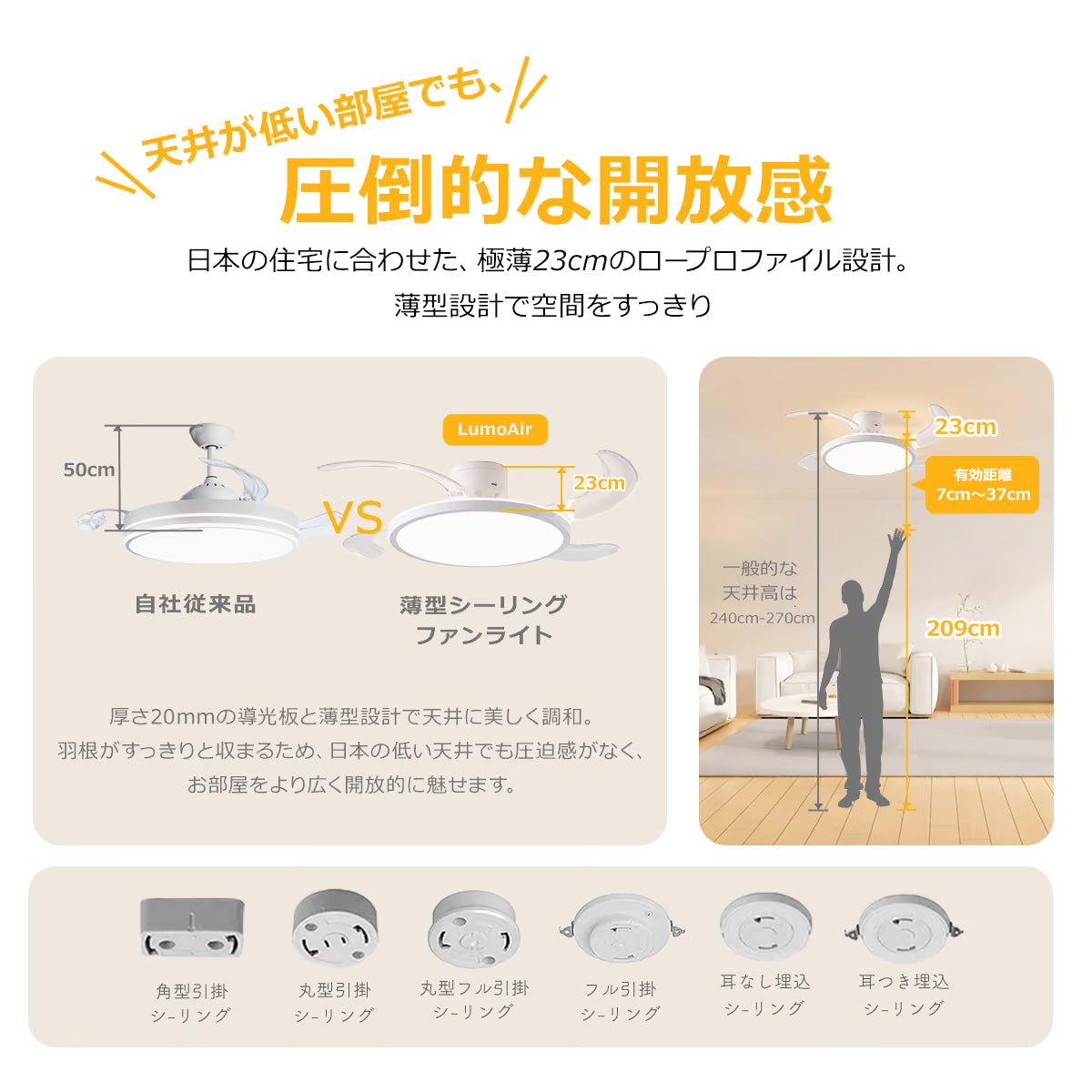 LumoAir (ルモエア）　 シーリング・ファン・ライト | 50cm